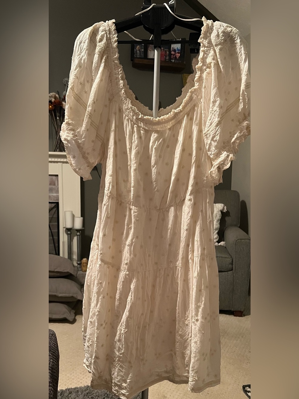 Old Navy Cream Puff-Sleeve Tiered Midi Dress